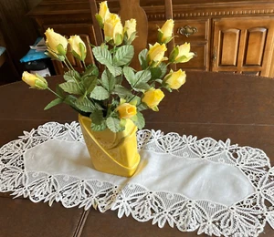 Antiker atemberaubender Battenberg Spitze Tischläufer Handarbeit 1900er 37"x 14" - Bild 1 von 9