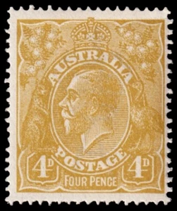 Australia Scott 34, Olive Bister, Perf. 14 (1924) Mint LH VF, CV $32.50 M - Picture 1 of 1