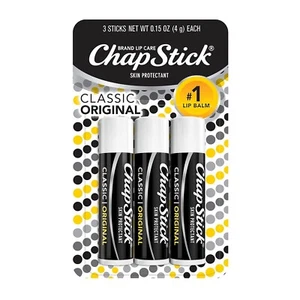 ChapStick Classic Original Lip Balm Tubes, Lip Care - 0.15 Oz (Pack of 3) - Picture 1 of 6