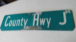 Letrero vintage de Road Street CTY HWY J retirado 6" x 24" metal doble cara LOTE BB - Imagen 1 de 8