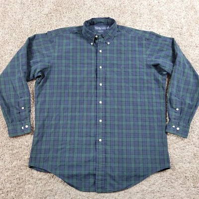 Polo Ralph Lauren Shirt Mens 16 34/35 Blue Green Plaid Yarmouth FLAW - Image 1 of 4