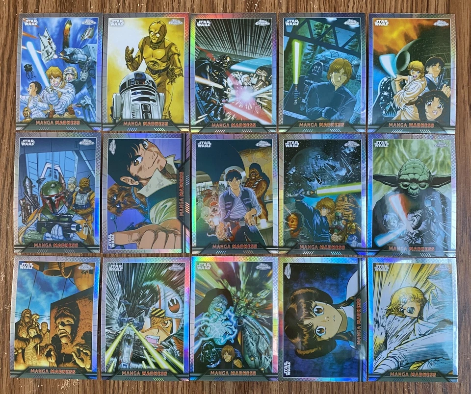2023 Topps Chrome Star Wars Manga Madness Complete Set of 15 Insert Refractor - Image 1 of 1