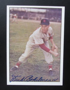 1979 TCMA THE 1950'S DICK BOKELMANN #249 SIGNED AUTOGRAPH CARD CARDINALS D.2019