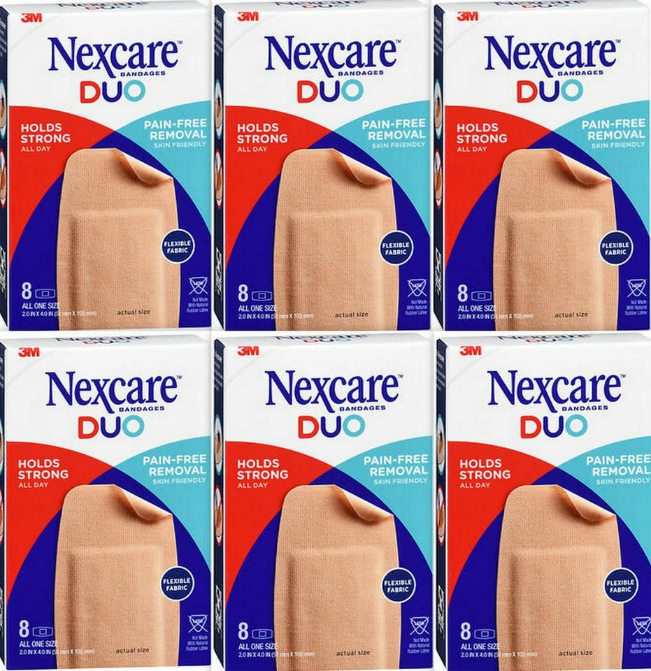 Nexcare Vendajes DUO Rodilla/Codo Talla Única 2"x4" 8ct/caja (6 cajas) Foto 1 de 1