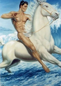 GEORGE QUAINTANCE WHITE STALLION * 5X7" COLOR GLOSSY FINE PRINT * LIMITED - Bild 1 von 1