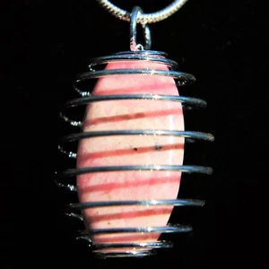CHARGED Rhodochrosite Crystal Bead Pendant HEART HEALER + 20" Stainless Chain - Picture 1 of 11