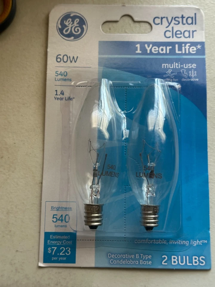 General Electric 60w Decorative B Type Candelabra Base Bulb 76229