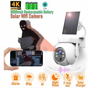 4K Solar Security Cameras Wireless Outdoor Battery Powered 2.4G WiFi PTZ Camera - Picture 1 of 16