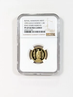 1993 Royal Hawaiian Mint 1/4C NGC PF69 Ultra Cameo Kamehameha Sovereign Hawaii - Image 1 of 4