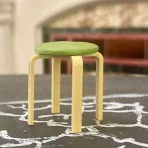 dollhouse miniatures 1/12 Bentwood Style Stool Table Green Top New 3 D Printed - Picture 1 of 3