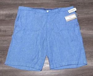 NEW Tommy Bahama Men's Size 40 Blue Canal Beach Coast Linen FF Shorts 10" Inseam - Picture 1 of 6