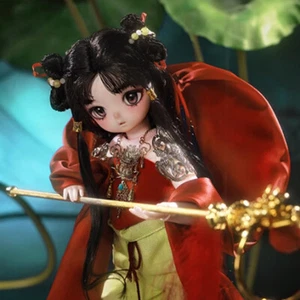 Muñeca 1/4 BJD Muñeca SD Rótula Resina Niña Nezha Hecha a Mano Muñeca Desnuda Ojos de Dibujos Animados - Imagen 1 de 9