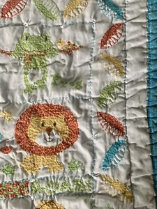 Süße bestickte Babydecke Decke Tiere Löwe Elefant Affe Entdecker - Bild 1 von 11