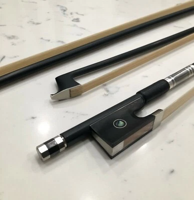 4/4 Carbon Fiber Violin Bow Full Size Horse Hair Fully Lined Ebony Frog Round - Image 1 of 4