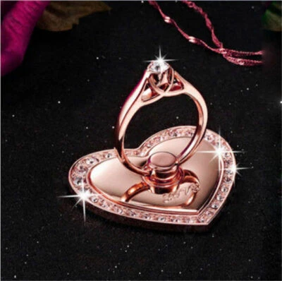 Soporte universal giratorio 360 para anillo de dedo para teléfono celular - CORAZÓN DE ORO ROSA Foto 1 de 4