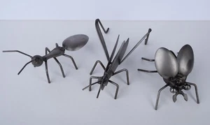 Welded Metal Silverware Bugs Insects (Set of 3) - Picture 1 of 13