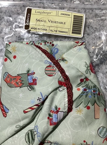 Longaberger Basket Liner Small Vegetable all the trimmings new in package Cover