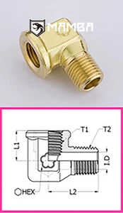 Brass Turbo Adapter Fitting Street Elbow 90 Degree 1/4 BSP Female to 1/4 BSP 50p - Picture 1 of 2