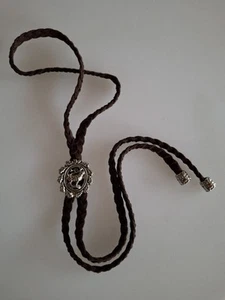 bolo tie im Trachtenstiel Vintage org. 70ziger Jahre geflochtenen Leder - Bild 1 von 4