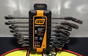 GearWrench GWD8FRWMM 8 PC Juego de llaves de trinquete de cabeza flexible métrica - NUEVO - Imagen 1 de 2
