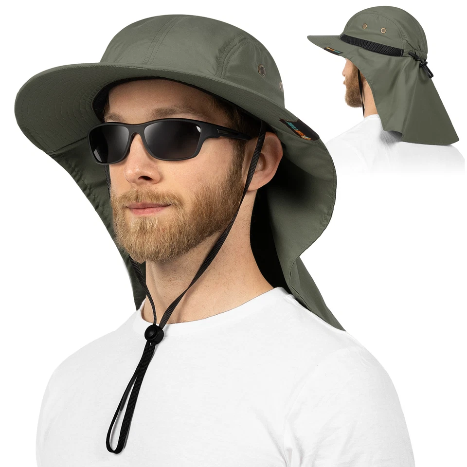 Sombrero de ala ancha para sol protección UV gorra de cubo para senderismo camping pesca safari hombres Foto 1 de 1