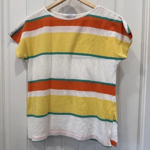Vintage Sears Damen Gestreiftes Kurzarm Top Regenbogen Rockability Boho - Bild 1 von 9