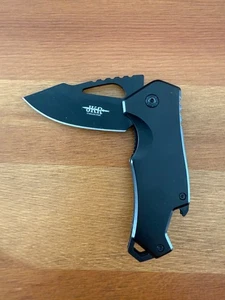 Navaja de Bolsillo de Acero Inoxidable de 2.8" Acabado Negro Abridor de Botellas Forro Bloqueo - Imagen 1 de 11