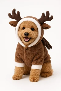 Reindeer Dog Costume – Soft Plush Christmas Outfit Dogs, Warm Winter Costume - Foto 1 di 10