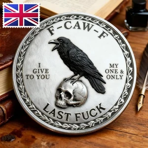 Moneda de decisión F-CAW-F “Última F*ck”, moneda de actitud de cuervo de metal de doble cara - Imagen 1 de 7