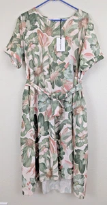 Neu Nina Kendosa Paris One Size Alionka Kleid Midi Grün Blumen Etuikleid 0956 - Bild 1 von 8