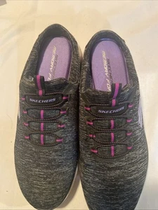 Skechers Shoes Clog Slip On Memory Foam Women Size 10 SN 149531 Black Purple - Picture 1 of 5