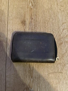 Portland Leather Goods kleine Geldbörse mit umlaufendem Reißverschluss dunkelbraun kleines Kartengeld - Bild 1 von 3
