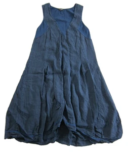 Luca Vanucci Made In Italy Navy Blue 100% Linen Midi Shift Tank Dress Medium - Bild 1 von 5