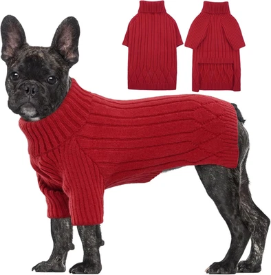 Dog Sweater for Medium Dogs, Warm Winter Fall Turtleneck Knitwear, Christmas Pet - Image 1 of 4