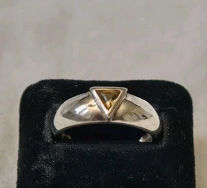 Silberring 925 Silber Ring  Edelstein Gelb Facettiert  Dreieck  Gr. 56 - Bild 1 von 10
