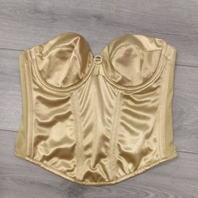 Vintage Ann Summers Gold Satin & Diamante Strapless Corset Top Size 36C