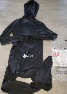 NIÑOS NIÑAS NUEVO MORPHSUIT DISFRAZ HALLOWEEN NEGRO SÓLIDO talla GRANDE ¡ATERRADOR! - Imagen 1 de 1