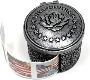 Floral Metal Stamp Coil Dispenser (Holds a Roll of Forever Postage Stamps) Holde - Picture 1 of 12