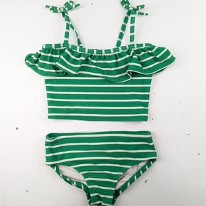 Hanna Andersson grün & weiß gestreifter Bikini – 6-7 Jugendliche - Bild 1 von 7