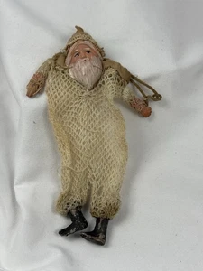 St. John  Antique Santa Claus Candy Container Mesh Netted Bag Celluloid Face - Picture 1 of 12