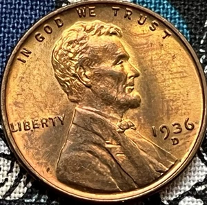 1936- D Rb Denver Mint Copper Lincoln Wheat Cent 5 - Picture 1 of 2