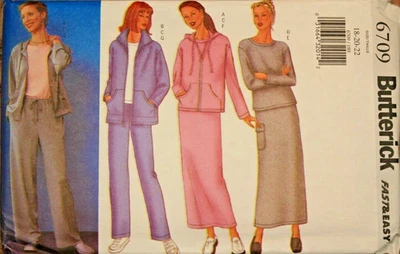 Butterick 6709 Misses Unlined Jacket Top Skirt & Pants Sewing Pattern (18-20-22) - Image 1 of 2