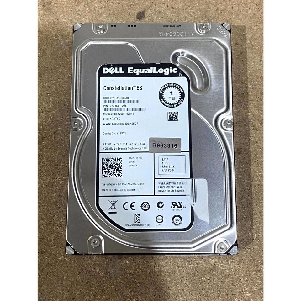 Dell EqualLogic Constellation ES ST1000NM0011 3.5" PC Hard Drive Silver 1TB SATA - Image 1 of 4