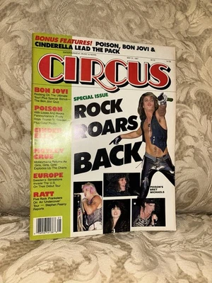 Circus Magazine March 1987 Poison, Motley Crue, Bon Jovi, Ratt, Cinderella, Rare - Image 1 of 3