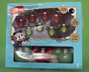 Disney Christmas Mickey Mouse Projection Green & Red Singing String Lights 8.2ft - Picture 1 of 13