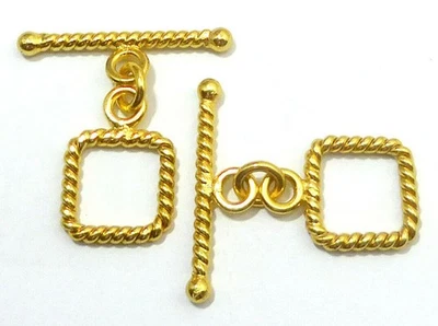 3 SET 16X29MM SOLID COPPER BALI TOGGLE CLASP 18K GOLD PLATED 586 ATL-179 - Image 1 of 3