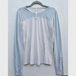 Lululemon Women’s Long Sleeve Top | Grey Blush Pink Size 8 Reflective Thumbholes - Picture 1 of 7