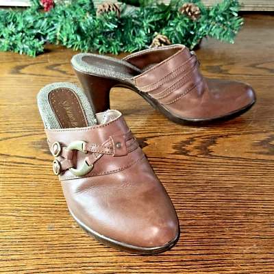 Zueco de tacón St John’s Bay forro de tweed marrón talla 8 M hebilla superior  Foto 1 de 4