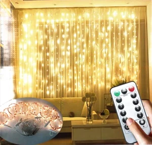 200 300LED Curtain Fairy Lights String Indoor Backdrop Wedding Xmas Party Garden - Picture 1 of 5