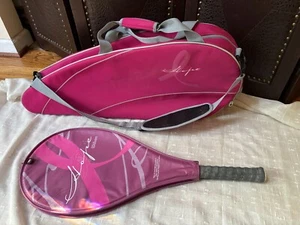 Bolsa de raqueta de tenis Wilson rosa concienciación sobre el cáncer de mama con agarre de raqueta 4 1/2" - Imagen 1 de 17
